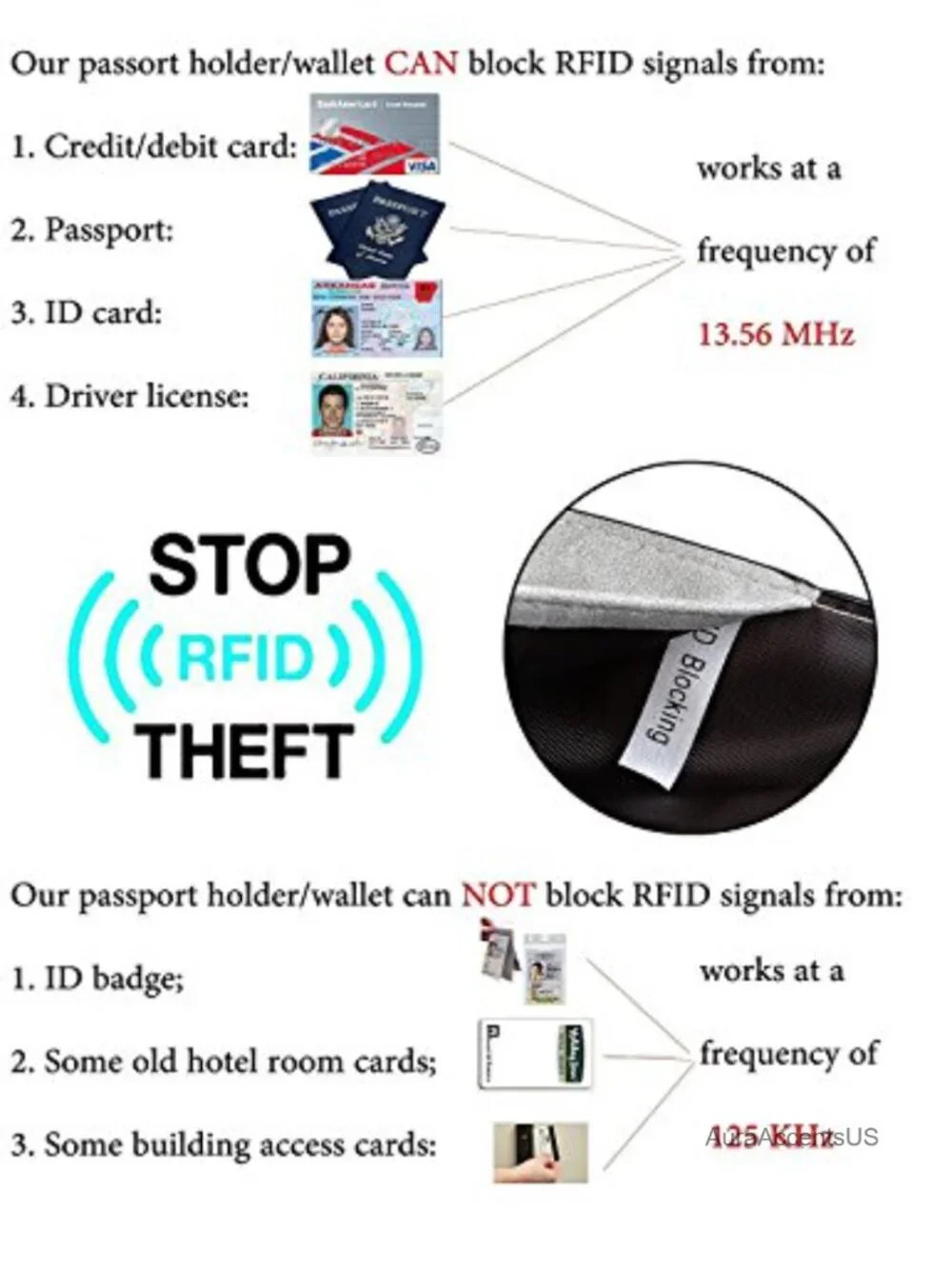 RFID Blocking Leather Wallet, 22 Card Holder, Snap Closure